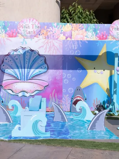 Another angle of the fun shark-themed game area, designed to engage kids and add an element of adventure to the underwater theme.