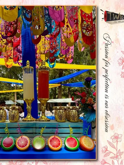 A colorful Mehendi celebration at ITC Goa, where our bar featured fun elements like syringe shots and mini margaritas.