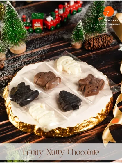 Our Fruity Nutty Chocolate lollipops are a perfect stocking stuffer. These festive-shaped chocolates come in both milk and white chocolate varieties.