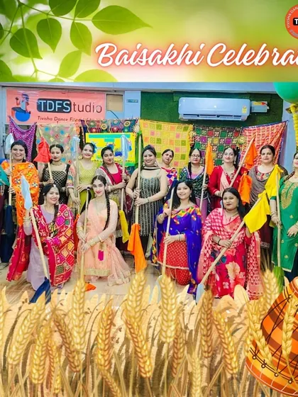 The full group posing together, capturing the energy and excitement of our Baisakhi event.
