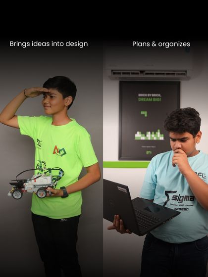 This graphic showcases the different roles within an FTC team, from designing and planning to building and organizing. It shows that every student's talent has a place.