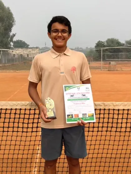 Kartikey Tyagi, finalist of the Under 18 Singles event of the Championship series held in Jind last week.