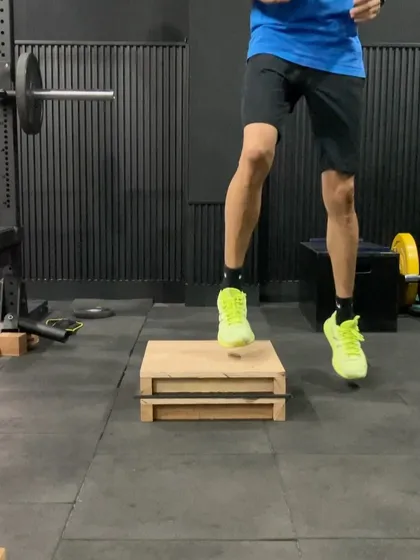 An athlete performing a single-leg hop. This fundamental plyometric movement is key for building balanced lower body power.