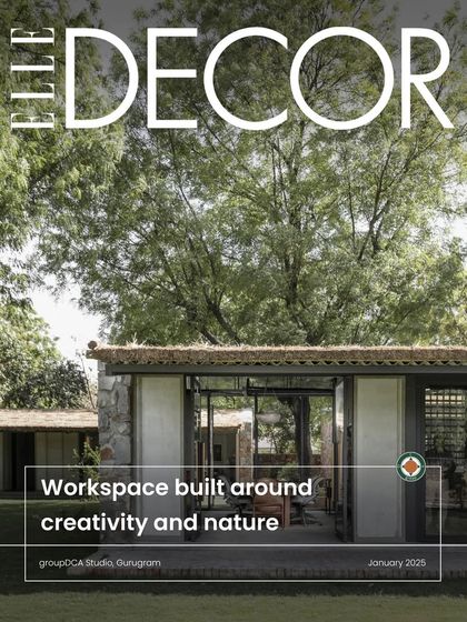 Our studio was featured on the cover of Elle Decor India's 24th-anniversary edition. The feature celebrated the workspace as a retreat built around creativity and nature, highlighting its organic pathways and climate-responsive design.