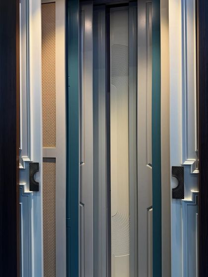 A beautiful display of our sliding wardrobe shutters, fresh from a successful showcase at the IndiaWood Exhibition 2025.