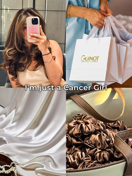 I'm just a Cancer Girl. A mood board for the nurturing and comfort-loving Cancer, who enjoys luxurious products and a cozy salon experience.