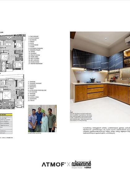 A look at the technical details in the magazine, including the floor plan and a shot of the modern, functional kitchen.