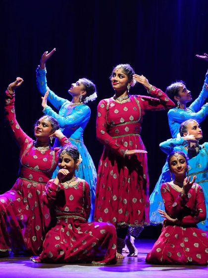 A powerful final pose from my Sāttvatī troupe's "ARAMBH" performance at the Chota Canvas Dance Festival, showcasing the unity and grace of the ensemble.