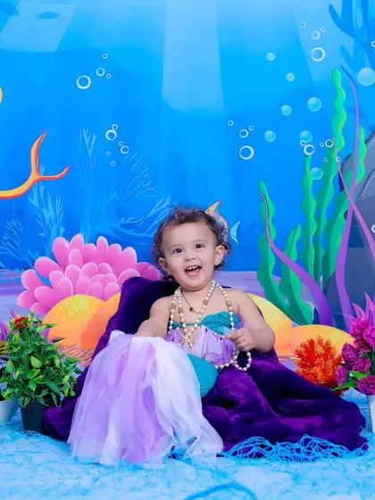 Dive into a world of imagination with our underwater mermaid theme. The vibrant colors and fun props make for a truly magical and unforgettable kids photoshoot.