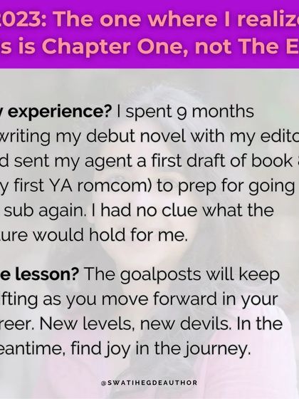 A lesson from 2023. The goalposts will always keep shifting in your career. New levels, new devils. The key is to find joy in the journey itself.