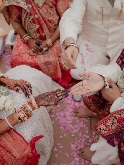 The traditional ritual of kanyadaan, a poignant and meaningful part of the wedding ceremony. We ensure all customs are respected and beautifully executed.