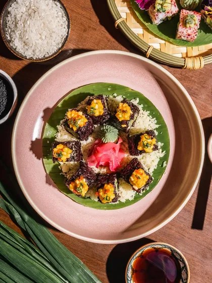 Rolling into the weekend with a colorful twist. Our Purple Rice and Asparagus Sushi Roll is not only visually stunning but also offers a unique and delicious combination of flavors.
