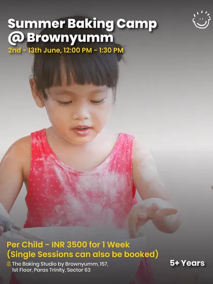 A Summer Baking Camp at Brownyumm, offering a full week of baking fun. Single sessions are also available, providing flexibility for your schedule.