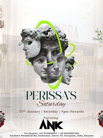 A promotional poster for one of my Saturday night gigs at Perissa. I hold regular residencies at top venues in Gurugram.