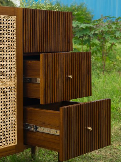 A detailed look at the Ballygunge Console Series, showcasing the fine craftsmanship, brass hardware, and versatile configurations we can create for bespoke storage units like credenzas, TV consoles, and sideboards.