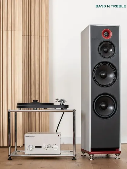 A classic audiophile setup: a Stenheim speaker paired with a turntable. This combination brings out the warmth and detail of analog recordings with stunning realism.