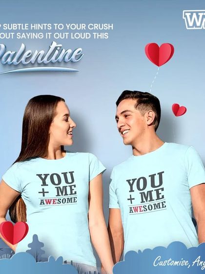 Drop a subtle hint to your crush this Valentine's Day. A "You + Me = Awesome" t-shirt is a fun and bold way to express your feelings without saying a word.