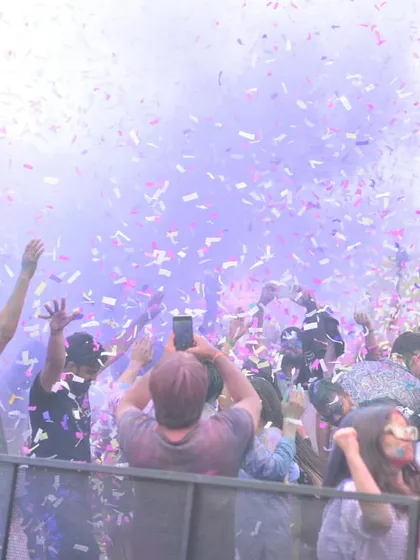 Confetti and colors filling the air at Sunburn. A festival is a multi-sensory experience, and my music is the driving force behind it all.