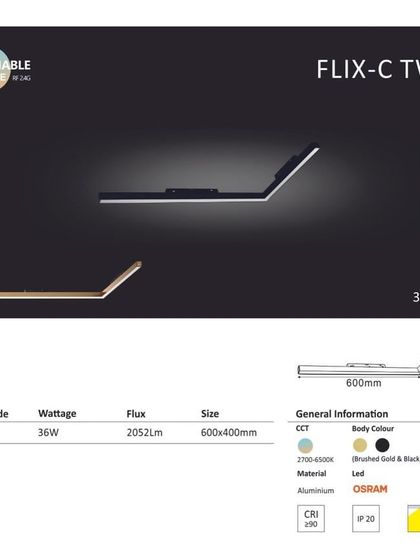 A duplicate of image 107, this is the specification sheet for our L-shaped 'FLIX-C TW' ceiling flushed track light.
