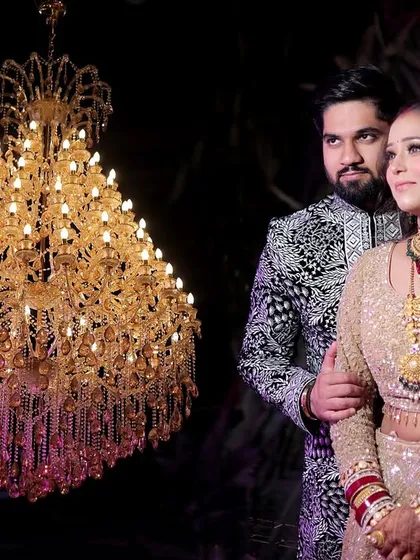 A creative multi-exposure portrait combining the couple with a magnificent chandelier. I enjoy experimenting with advanced techniques like this to create unique, artistic images that stand out and become a talking point from your wedding album.