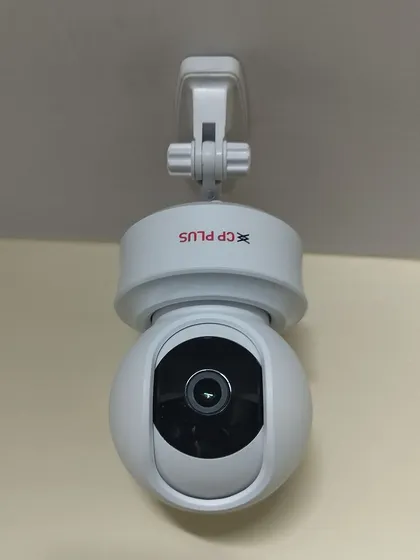 A ceiling-mounted CP-E31A Wi-Fi PT (Pan-Tilt) camera. This type of mounting gives a great overhead view of the entire room.