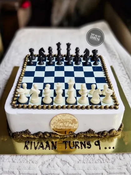 Checkmate! This custom chessboard cake was designed for a young chess enthusiast's 9th birthday. Every single piece on the board is a hand-molded, edible chocolate, showcasing the precision and detail I put into my themed creations.