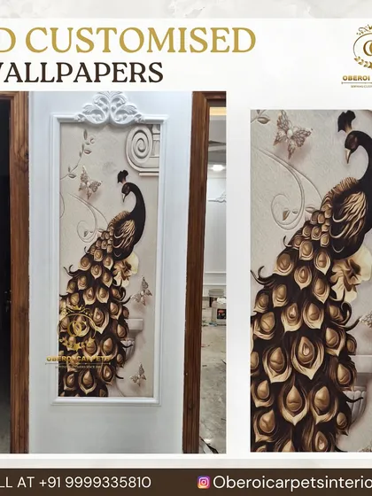 This unique 3D wallpaper is designed to fit perfectly on and around a door, creating a seamless and artistic illusion.
