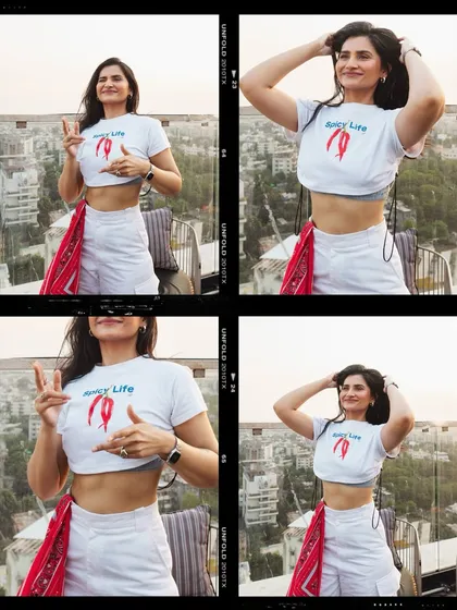 A fun collage of different poses from my rooftop shoot. It's all about bringing a playful and confident energy, both on and off the stage.