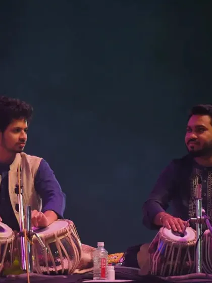 Sharing the stage with my dear gurubhai, Yashwant Vaishnav. Performing a tabla duet is a unique challenge that requires perfect understanding and synchronization.
