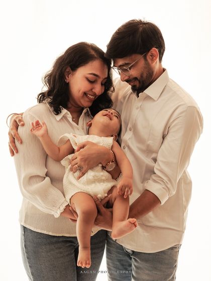 A candid moment of laughter and joy from the same session.