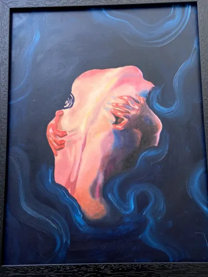 An abstract and emotional oil painting, showcasing the student's ability to convey feeling through color and form.