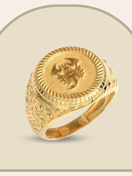 This bold men's ring features a detailed scorpion motif, perfect for those born under the Scorpio zodiac sign or anyone who connects with its symbolism. The textured finish and ornate band showcase my detailed gold craftsmanship.