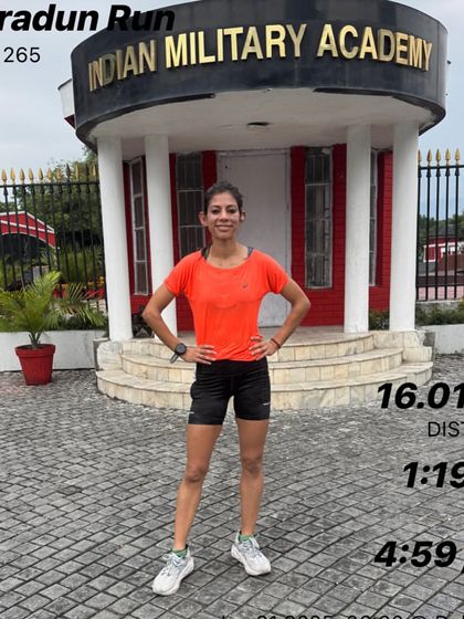A 16 km run in Dehradun, right in front of the Indian Military Academy. Running in my childhood vacation spot filled me with a sense of patriotism and nostalgia. It's a reminder that running connects us to places and memories.
