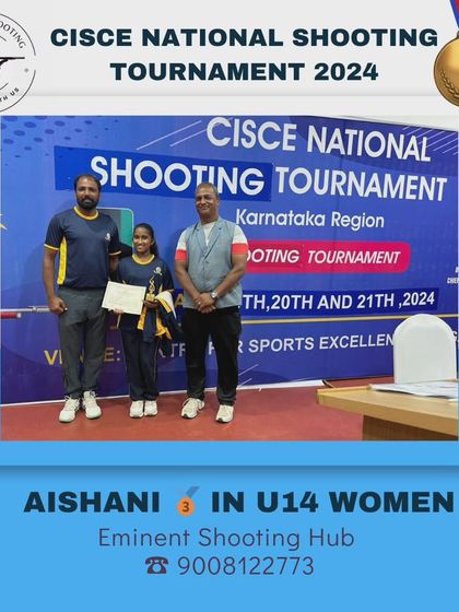 Aishani, one of our promising young shooters, receiving her bronze medal at the CISCE National Shooting Tournament 2024.