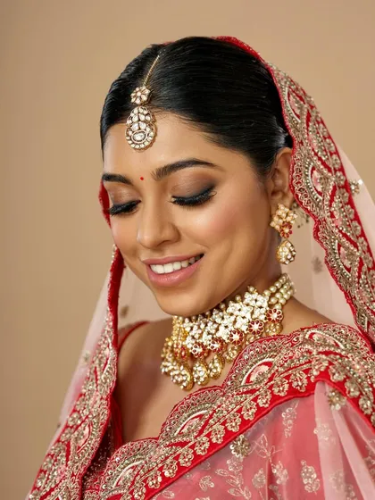 A happy bride with classic kohl-rimmed eyes. This timeless technique defines the eyes beautifully, making them the star of the show while keeping the rest of the makeup fresh and luminous.