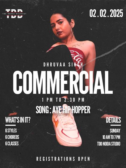 Serving some serious hip-hop flavor in our Commercial class with Dhruvaa. This is your chance to learn a high-energy, street-style routine.