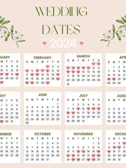 Let the 2024 wedding planning begin. Bookmark these dates and get in touch with us to start creating your unforgettable wedding story.