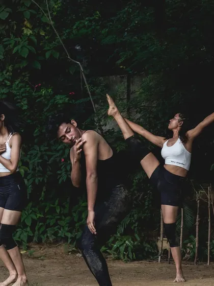 An emotive moment from a contemporary piece, where dancers express a story through their poses and expressions. We focus on intention and performance quality to create a moving experience for the audience.