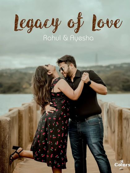 A romantic dance pose on a pier at dusk, titled "Legacy of Love."