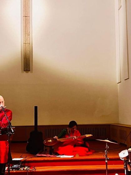 A crossover concert in a church in Amsterdam, featuring a beautiful dialogue between my veena and a Western flute. These fusion performances are always an exciting exploration of music.