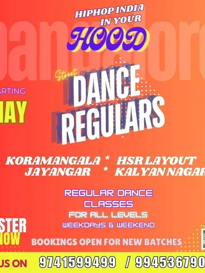 Our Open-Style classes are designed to make your choreography impactful. This poster provides registration details for our batches in Koramangala, HSR, and Jayanagar.