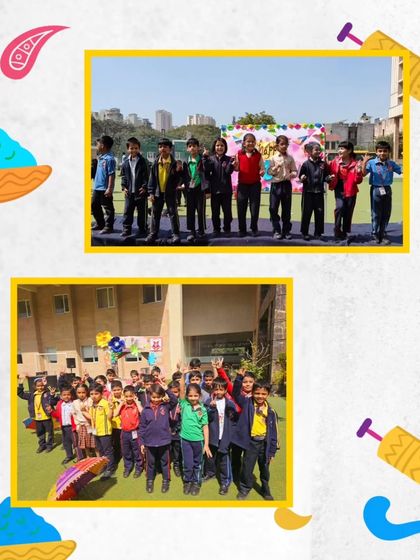 Students gather for group photos during our vibrant Holi celebration. The festival of colors is a time for joy, friendship, and creating colorful memories together.