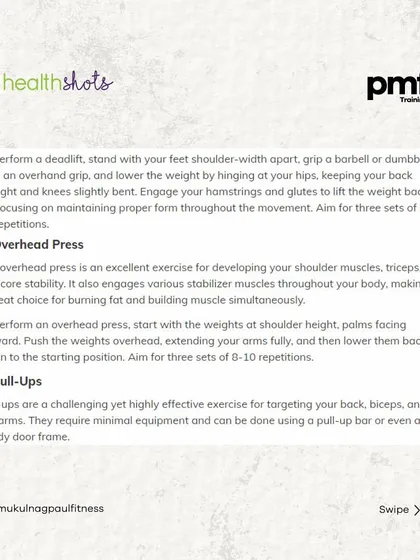 This Health Shots article features my top 5 exercises to boost fat loss and muscle gain at the same time. It covers compound movements like squats, push-ups, and deadlifts.