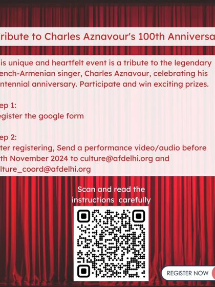 The registration process for the Charles Aznavour singing competition. We look forward to hearing your renditions of his iconic songs.