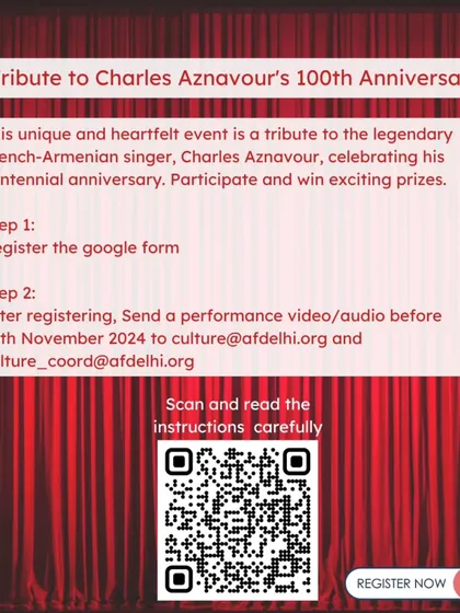 The registration process for the Charles Aznavour singing competition. We look forward to hearing your renditions of his iconic songs.