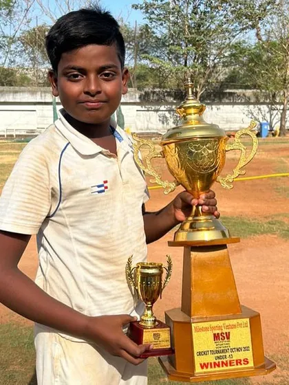 Harsh Kadam, named the Best Batsman of the MSV Cup tournament for scoring 299 runs.