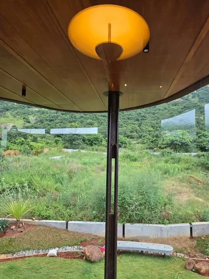 The foyer at Villa Soham acts as a threshold to the natural world. It is a quiet, contemplative space designed specifically to draw the eye towards the foothills, setting a tone of tranquility from the moment you enter.