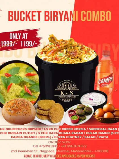 Check out this amazing combo offer. You get 3kg Chicken Drumsticks Biryani, 1.5kg Chicken Green Korma, Sheermal Naan, Russian Cutlets, Hara Bhara Kebab, and Gulab Jamun. It's a complete meal that serves 5-6 people easily.