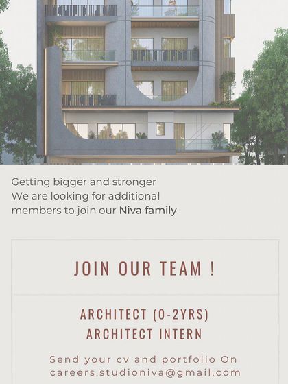 Studio Niva in New Delhi is looking for an architect with 0-2 years of experience to join their growing family.