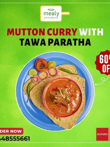 A perfect meal for any celebration. Our Mutton Curry, cooked with traditional spices, is served here with hot Tawa Parathas. This is a great option for non-vegetarian main courses in our catering menu.